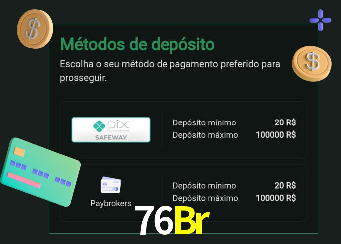 O cassino 76Br oferece uma grande variedade de métodos de pagamento